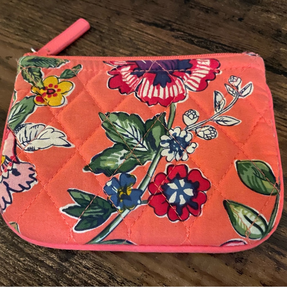 Vera Bradley Change Purse With Zipper.  Orange- Coral background color